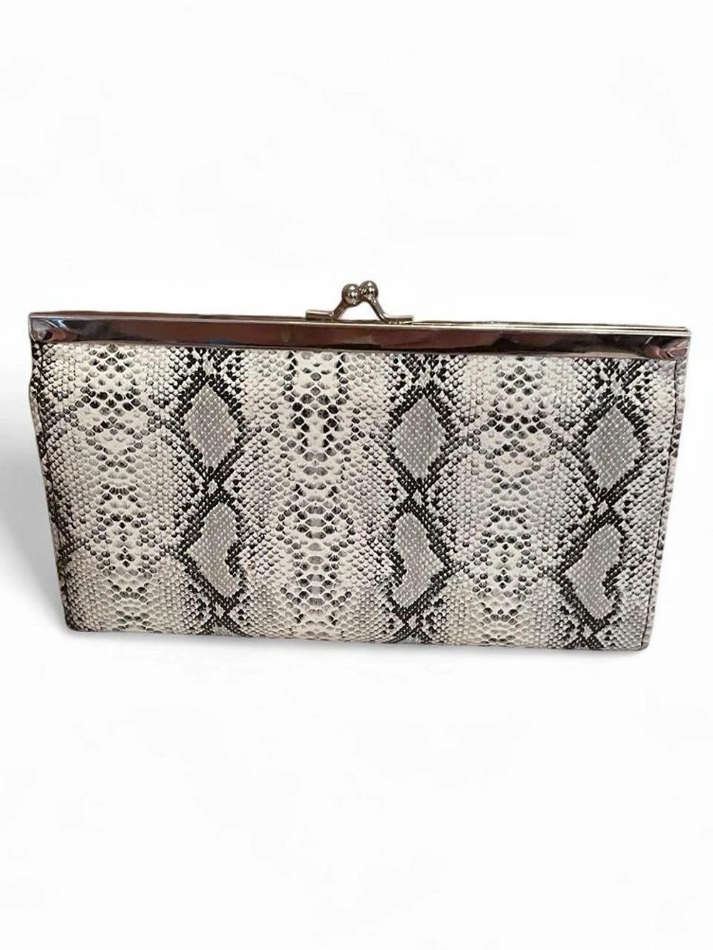 Snakeskin Pattern Wallet Clutch in Gray & Black